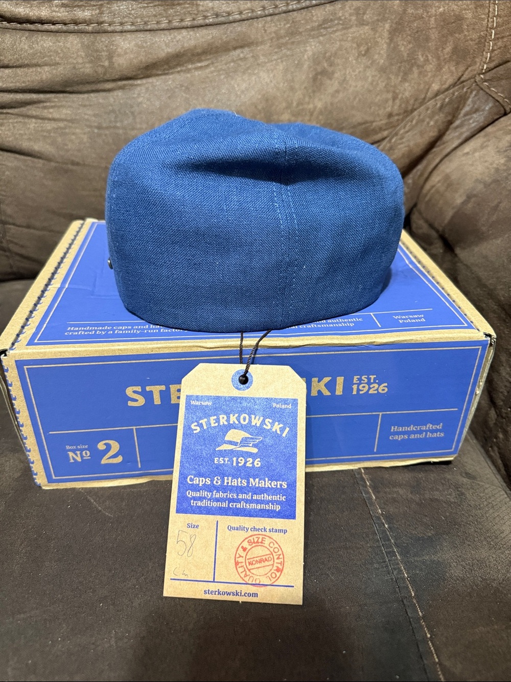 Sterkowski Rusty (Linen) Six Panel Flat Cap in Medium Blue (58 cm) - Picture 3 of 8
